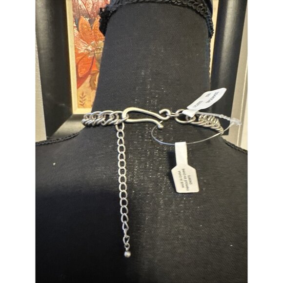 Irene Silver Tone Square Cluster 12" Long  Statement Necklace NEW - Picture 7 of 10